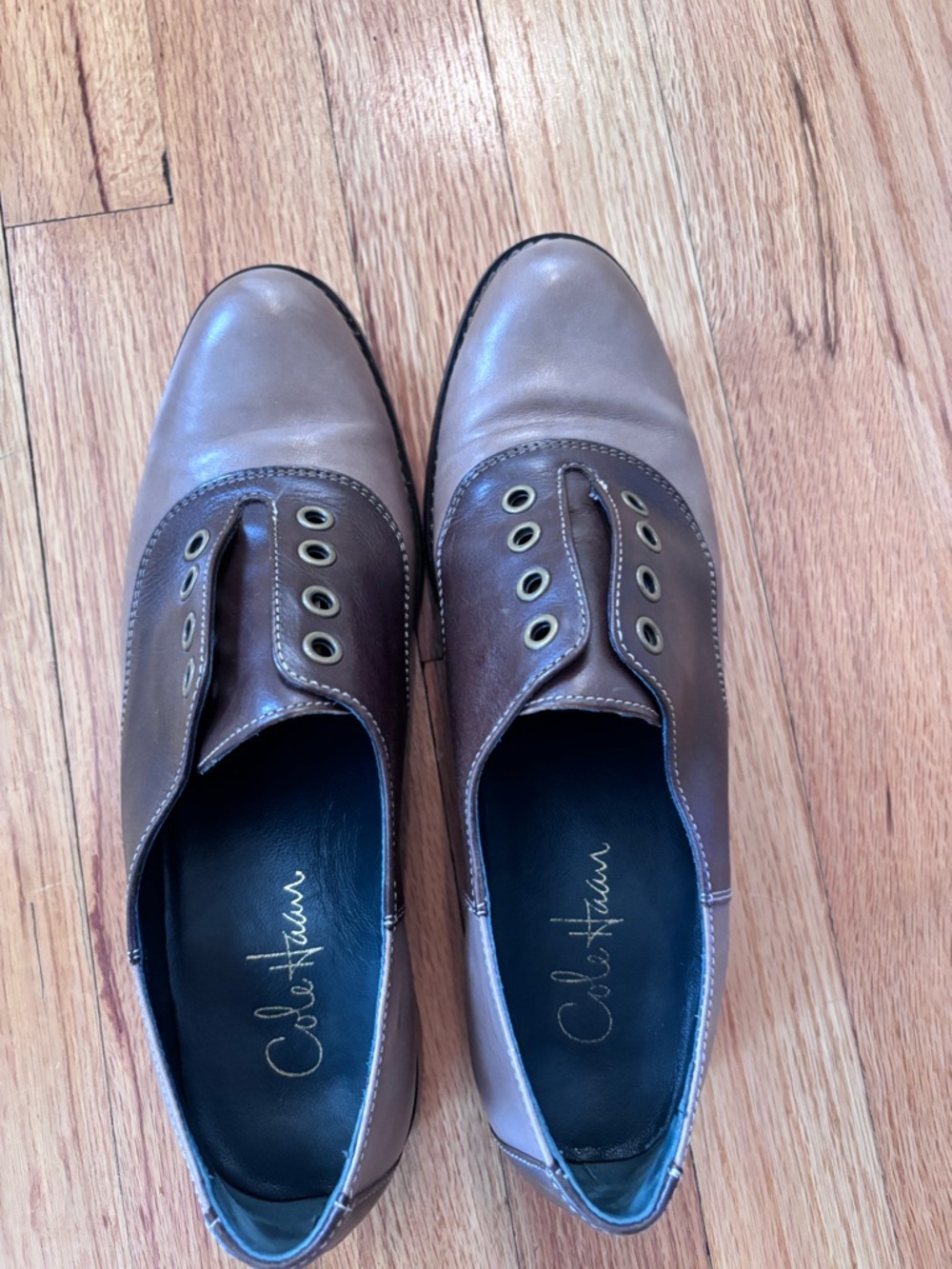 Cole Haan Two-Tone Brown Leather Slip-On Loafers